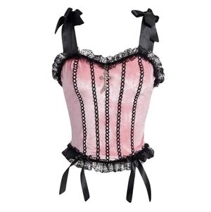 Womens Velvet Soft Corsett Top With Cross. Medium